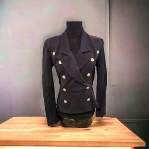 Classic Black double breasted jacket with silver Buffalo buttons sz S